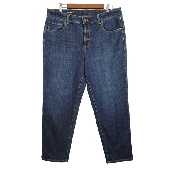 Talbots Denim - Talbots Jeans Womens 14 Blue Dark Wash Everyday Relaxed Straight Stretch Denim